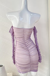 Mini Lila Off Shoulder Party Homecoming Kleid